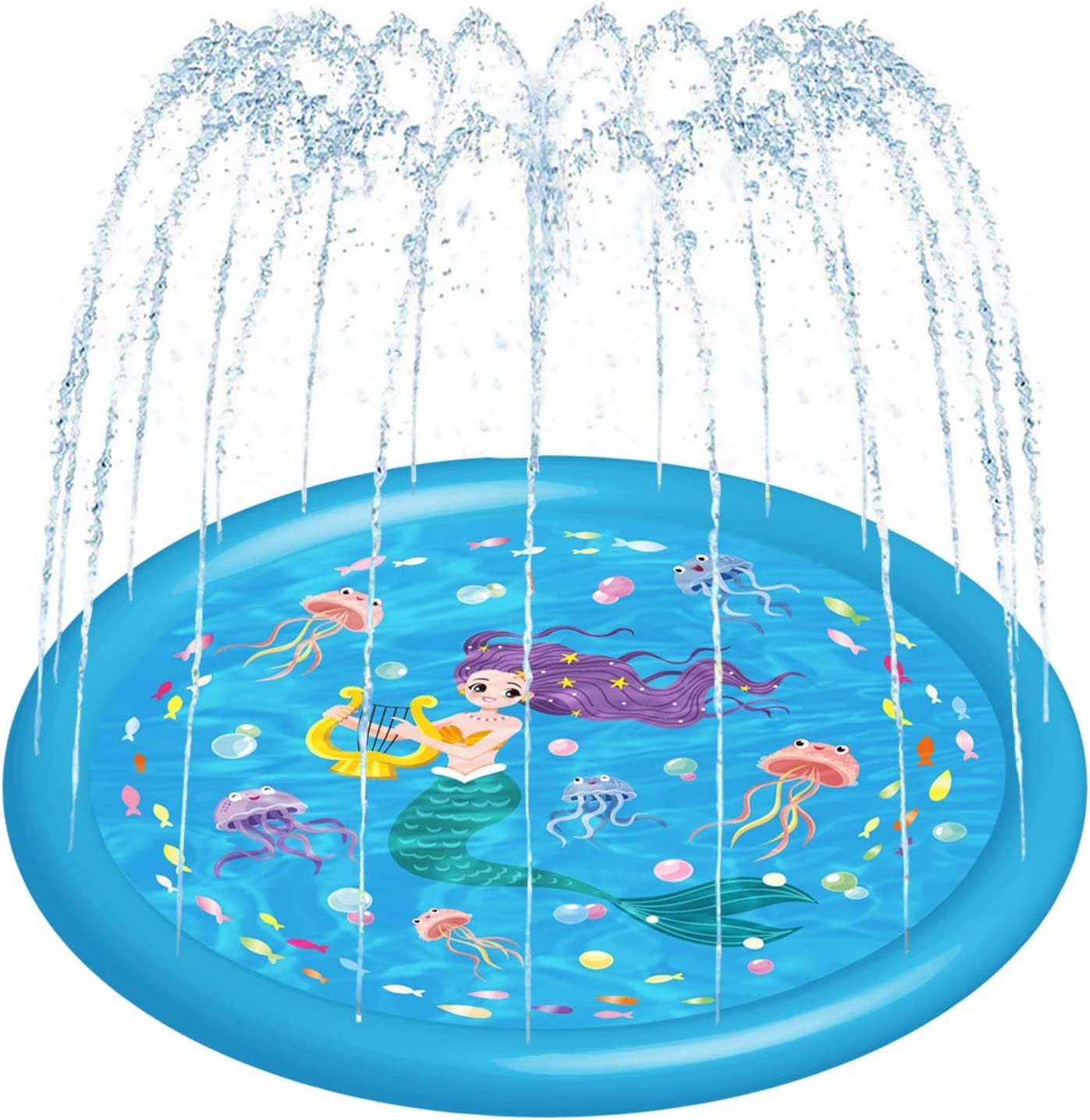 Kids Sprinklers for Outside, Splash Pad for Toddlers & Baby Pool 3-In-1 60" Water Toys Gifts for 1 2 3 4 5 Year Old Boys Girls Splash Play Mat